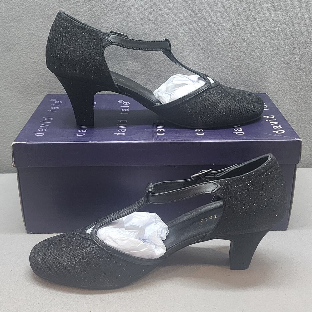 David Tate‎ Fantastic Black Glitter Women's Mary Jane Size 10 M